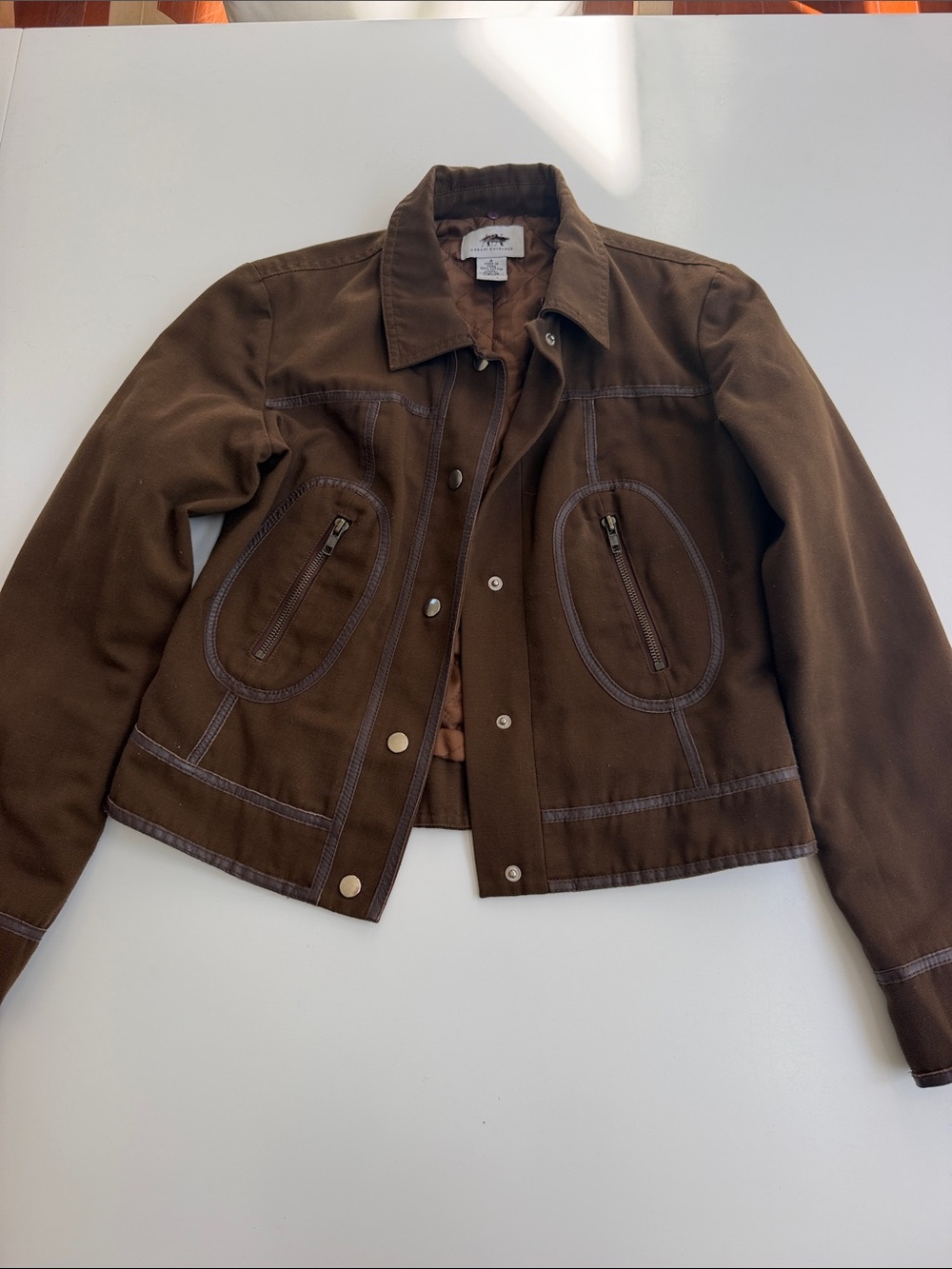 Vintage Armani Exchange Brown Utility Snap-Front Jacket